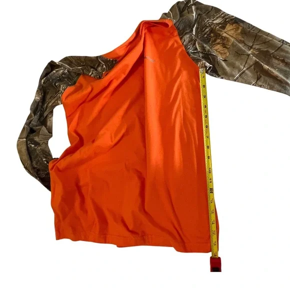 Real Tree Camo Orange Long Sleeve Raglan Shirt Kids XL 14-16 Hunting Outdoor - Picture 4 of 6